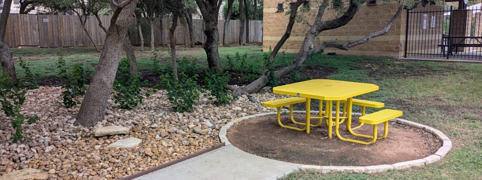 Picnic table outside Summerlyn pool